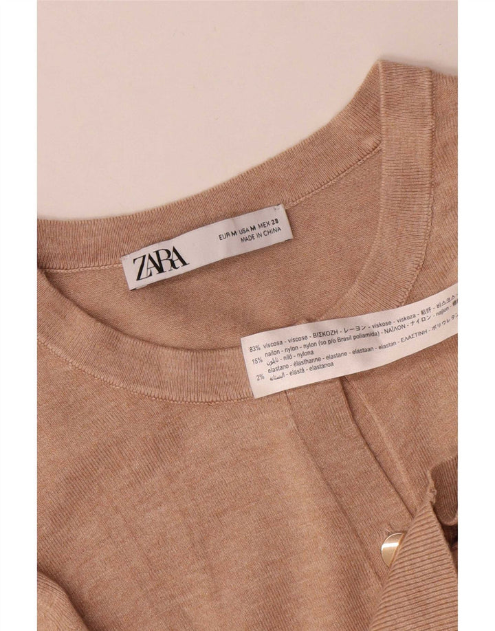 Zara Damen Strickjacke UK 12 Mittelbeige Viskose