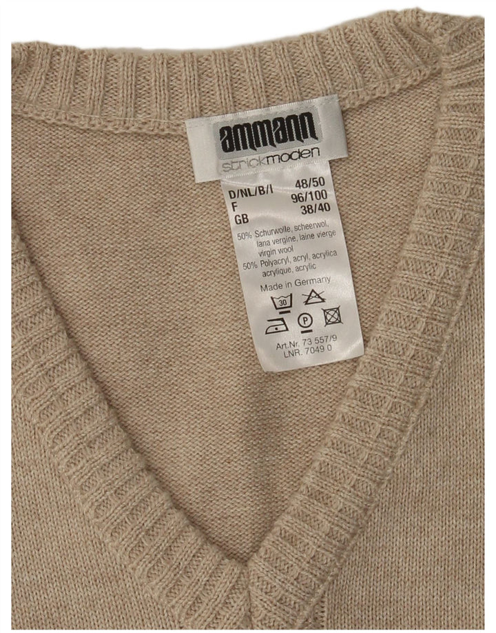 Strickmoden Herren-Tanktop, UK 38/40, mittelbeige, geometrisch, Polyacryl