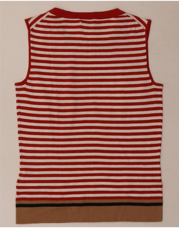 Hobbs Damen Weste Top UK 6 XS Rot gestreifte Baumwolle