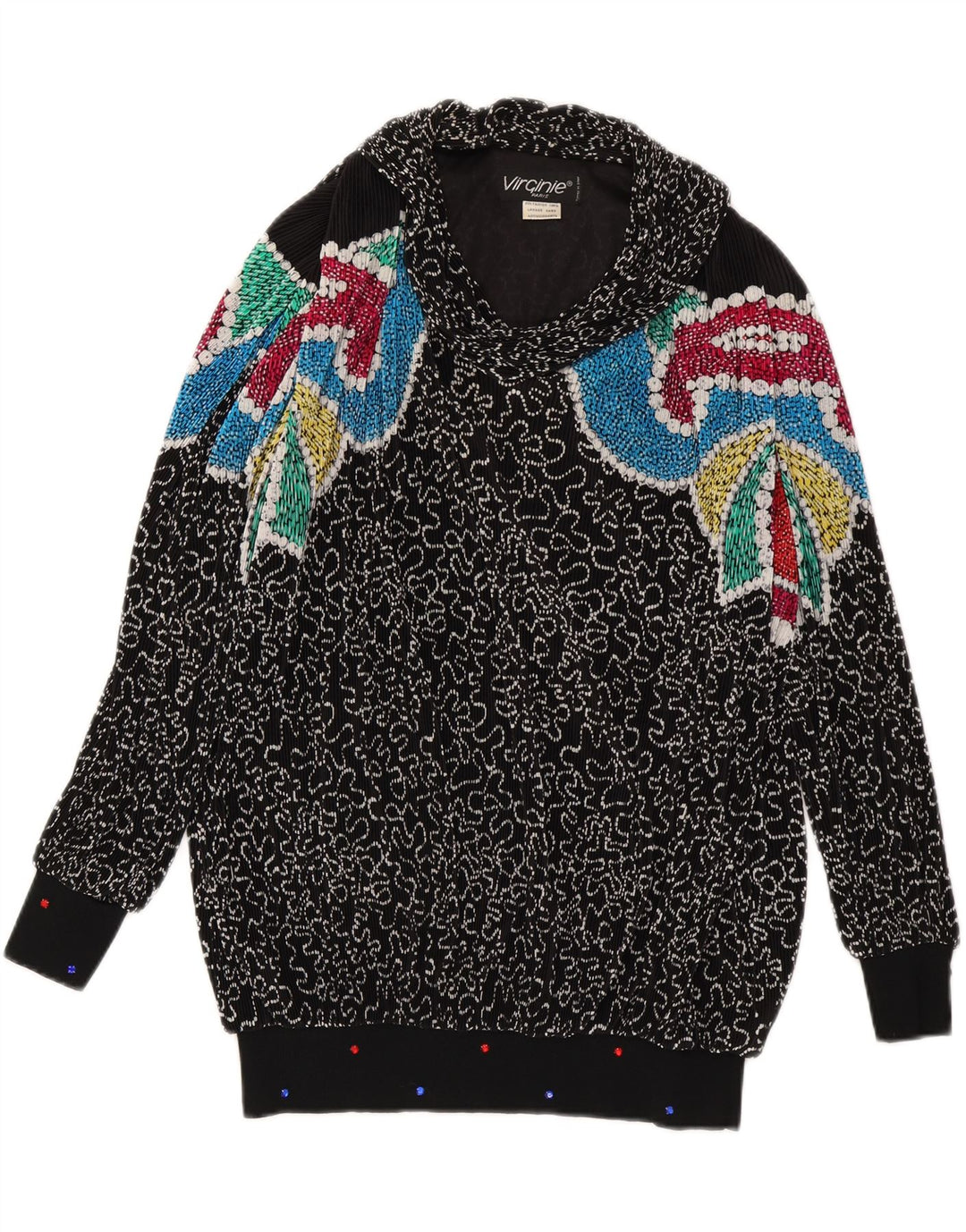 VIRGINIE Damen-Pullover, übergroß, V-Ausschnitt, Gr. 18, XL, Schwarz