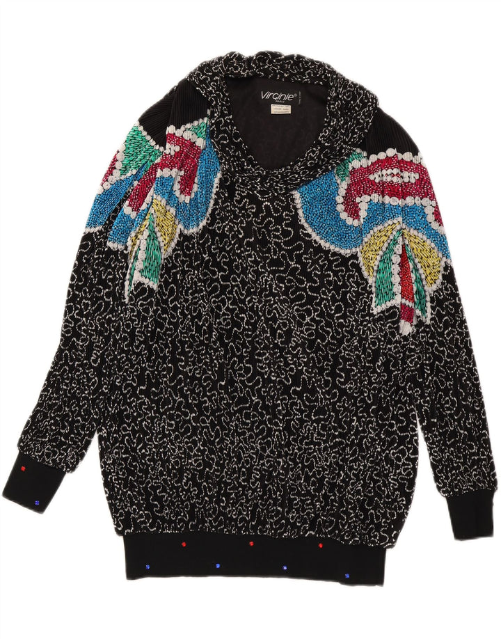 VIRGINIE Damen-Pullover, übergroß, V-Ausschnitt, Gr. 18, XL, Schwarz