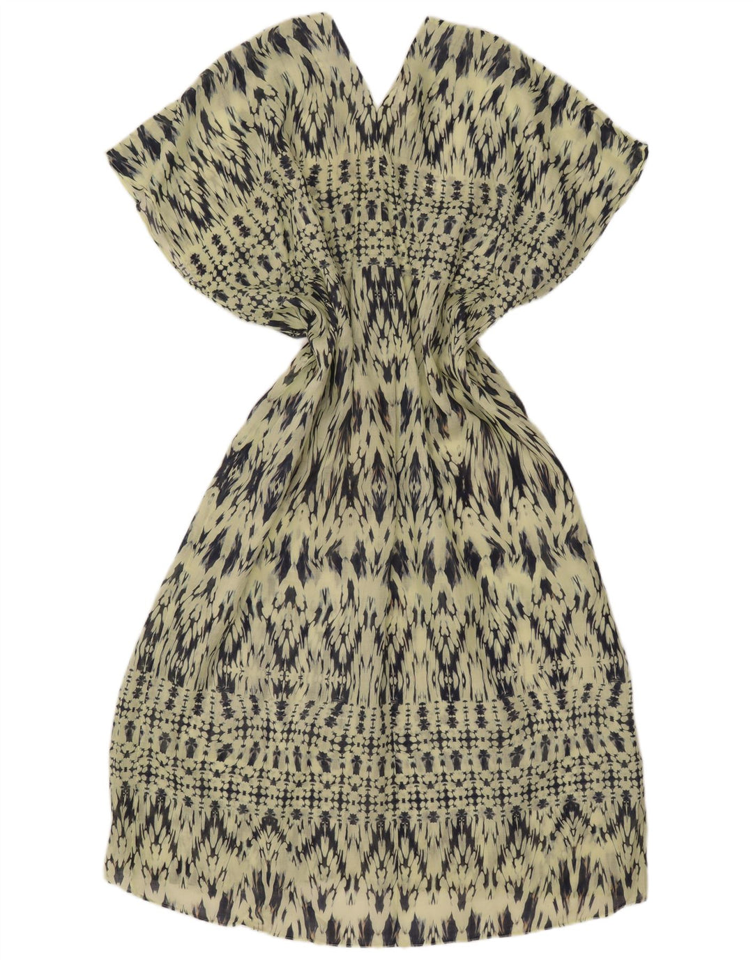 ZARA Damen-Overall-Etuikleid mit abstraktem Muster, Gr. 14, Mittelgrün