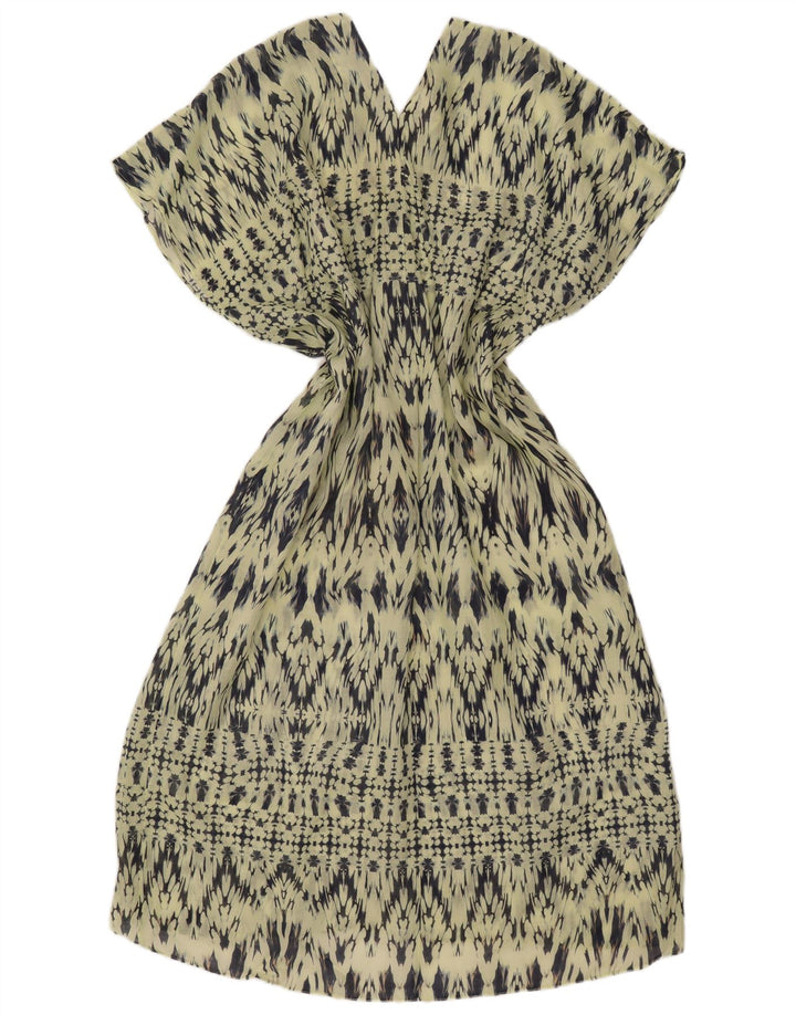 ZARA Damen-Overall-Etuikleid mit abstraktem Muster, Gr. 14, Mittelgrün