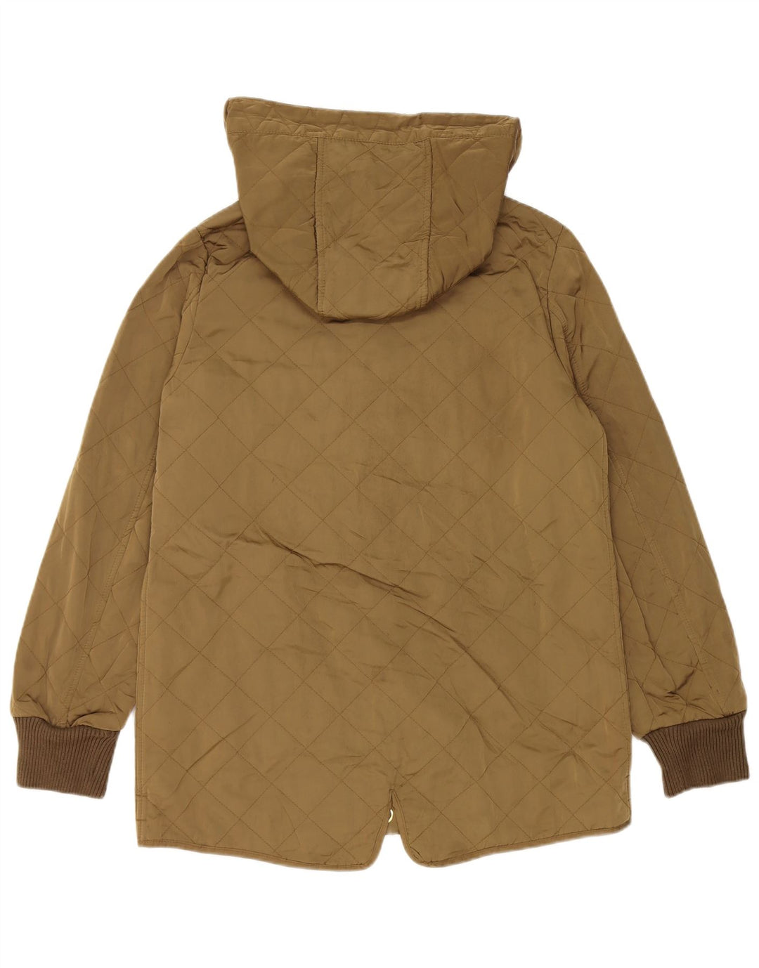 ZARA Damen Steppjacke mit Kapuze UK 14 Medium Khaki Polyester