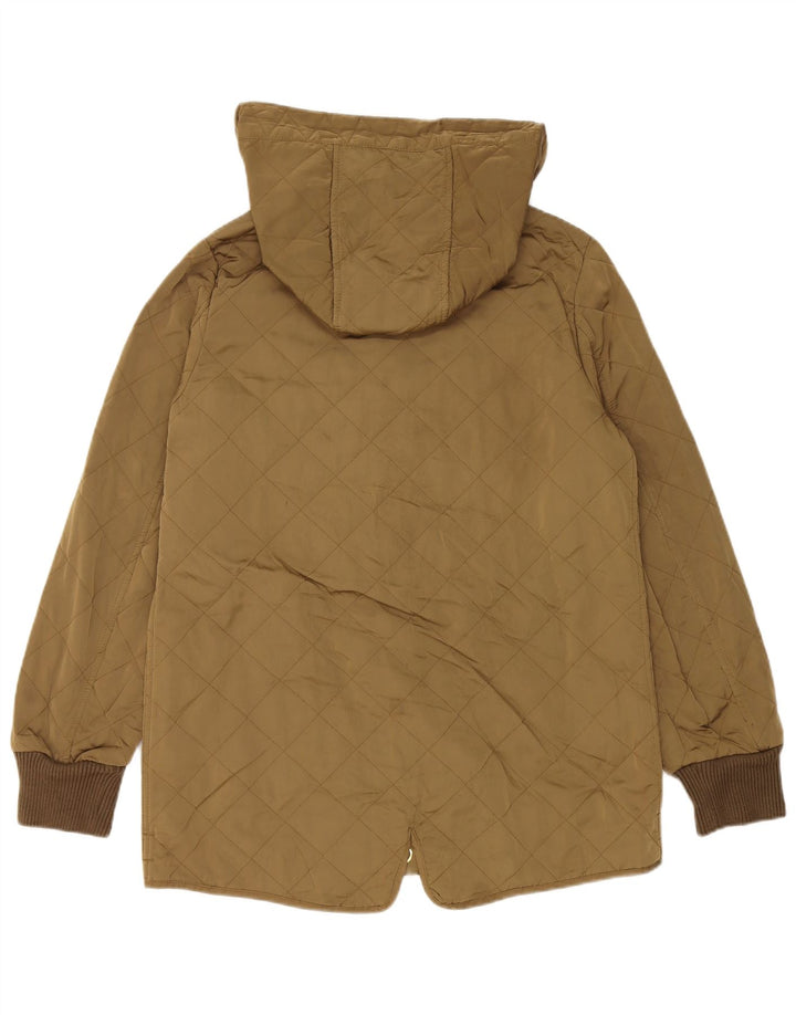 ZARA Damen Steppjacke mit Kapuze UK 14 Medium Khaki Polyester