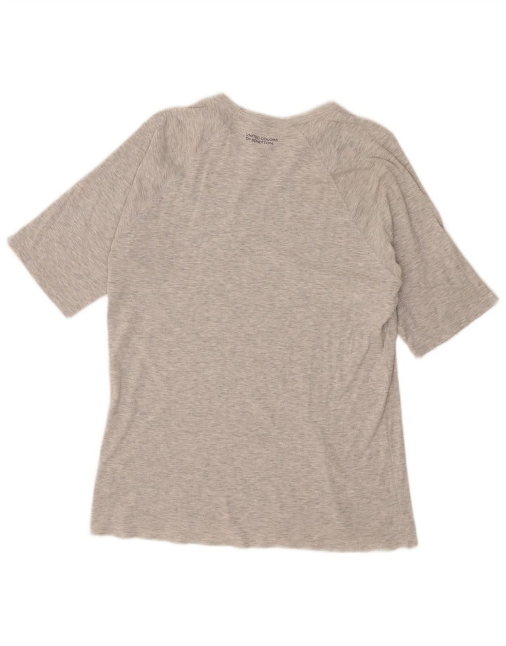 Benetton Damen T-Shirt Top UK 12 Mittelgrau meliert