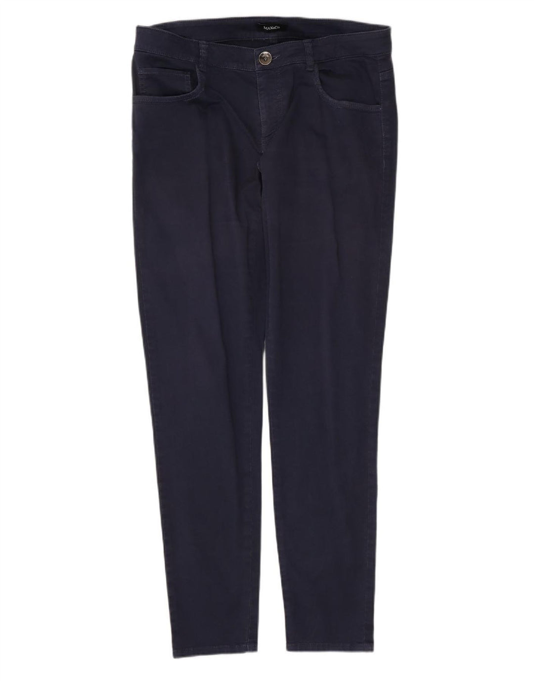 MAX & CO. Womens Slim Casual Trousers W31 L29 Navy Blue