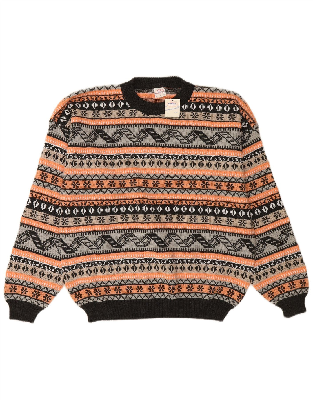 VINTAGE Damen-Pullover mit Rundhalsausschnitt, Gr. 16, groß, mehrfarbig