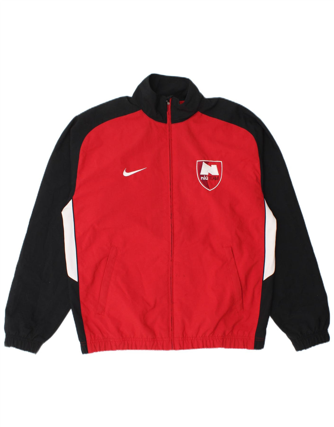 Nike Herren-Trainingsanzugoberteil mit Grafik, Größe S, Rot, Farbblock-Polyester