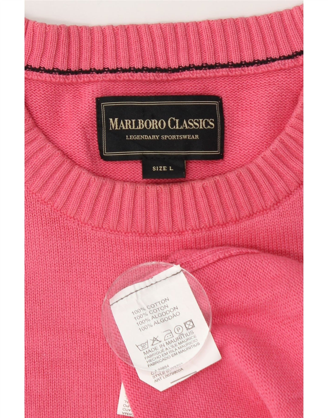 Marlboro Classics Herren-Pullover mit Rundhalsausschnitt, groß, rosa Baumwolle