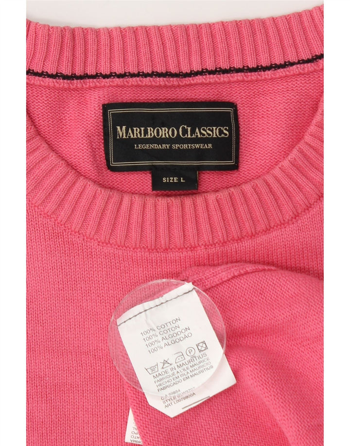 Marlboro Classics Herren-Pullover mit Rundhalsausschnitt, groß, rosa Baumwolle