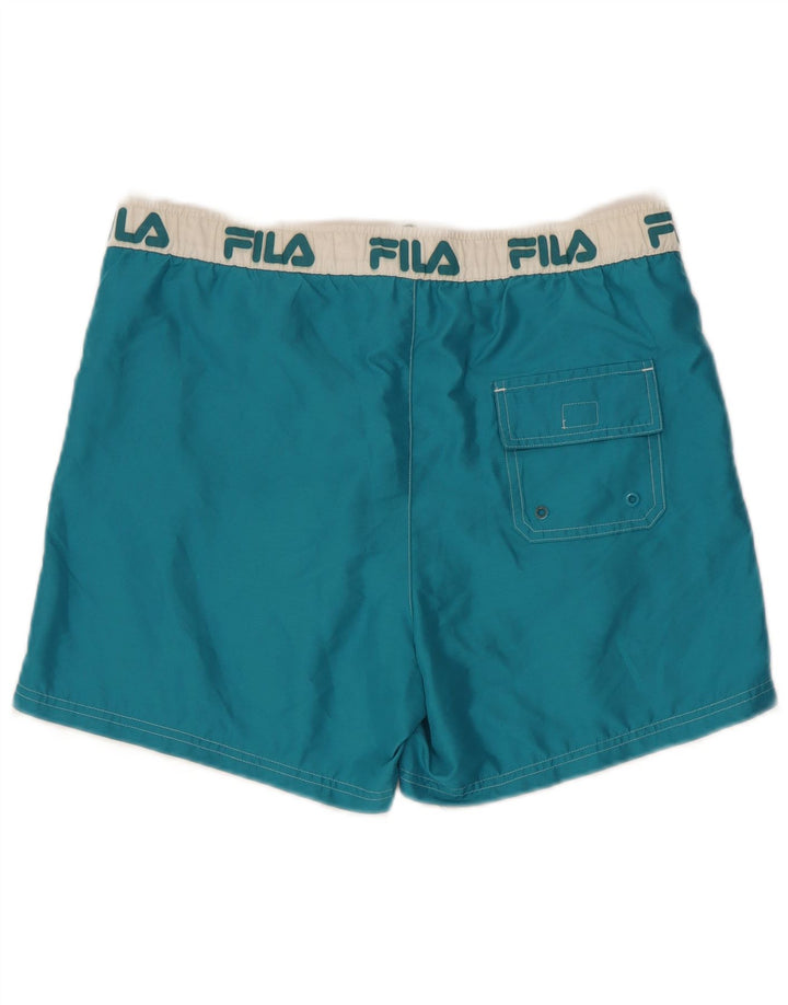 Fila Herren-Badeshorts mit Grafik, mittelblau, Farbblock-Polyester