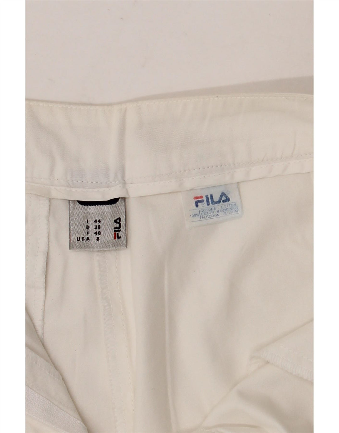 FILA Damen Chinoshorts IT 44 Medium W30 Weiße Baumwolle