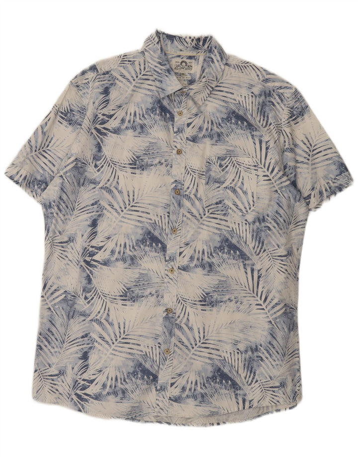 Celio Herren-Kurzarmhemd 2XL, blau geblümt, Baumwolle