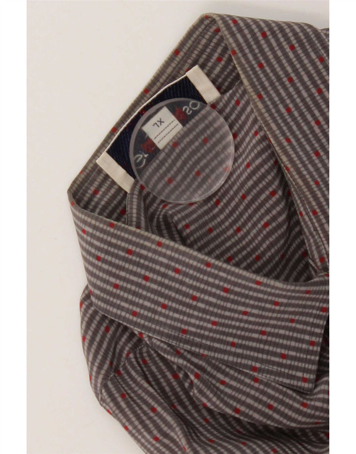 Gran Sasso Herren-Kurzarmhemd XL, grau gestreift, Seide