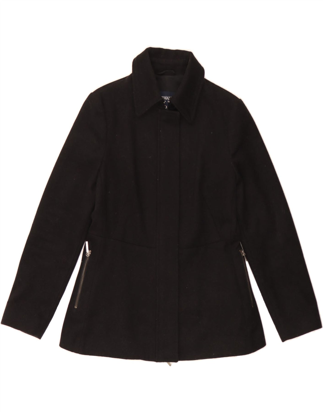 ARMANI JEANS Womens Bomber Jacket EU 40 Medium Black Wool Vintage Armani Jeans and Second-Hand Armani Jeans from Messina Hembry 