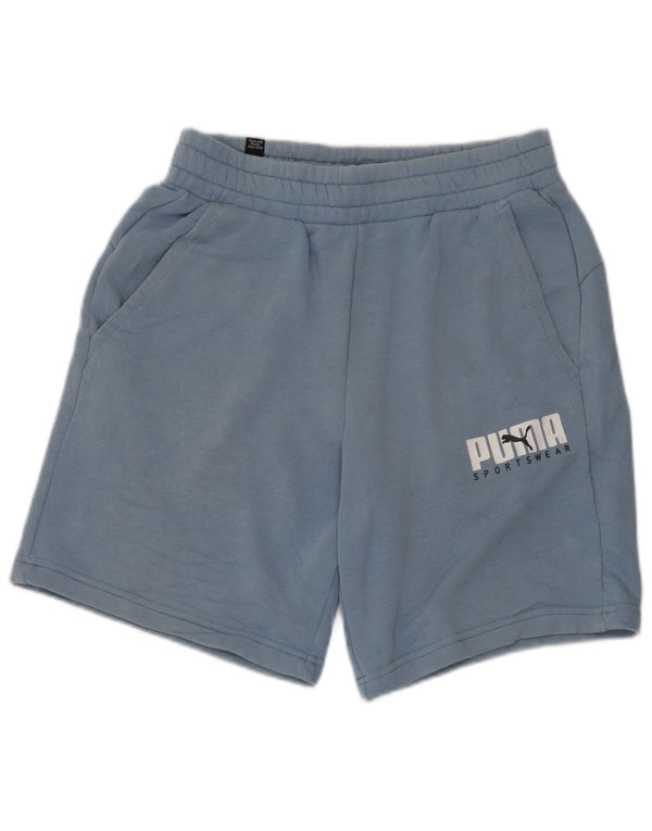 Puma Damen Graphic Sport Shorts UK 8 Small Blaue Baumwolle