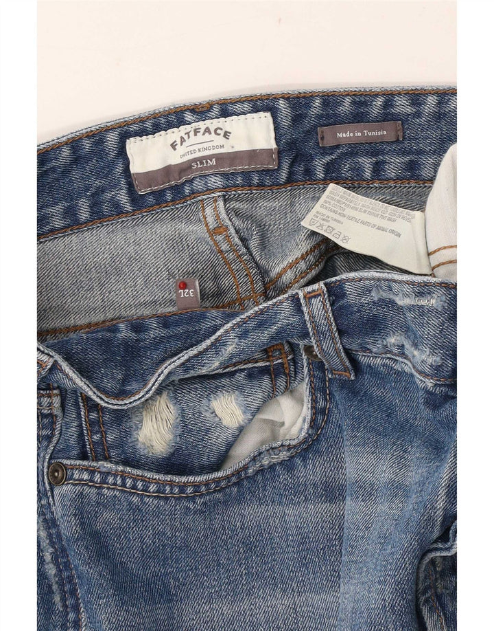 Fat Face Herren Distressed Slim Jeans W32 L33 Blaue Baumwolle