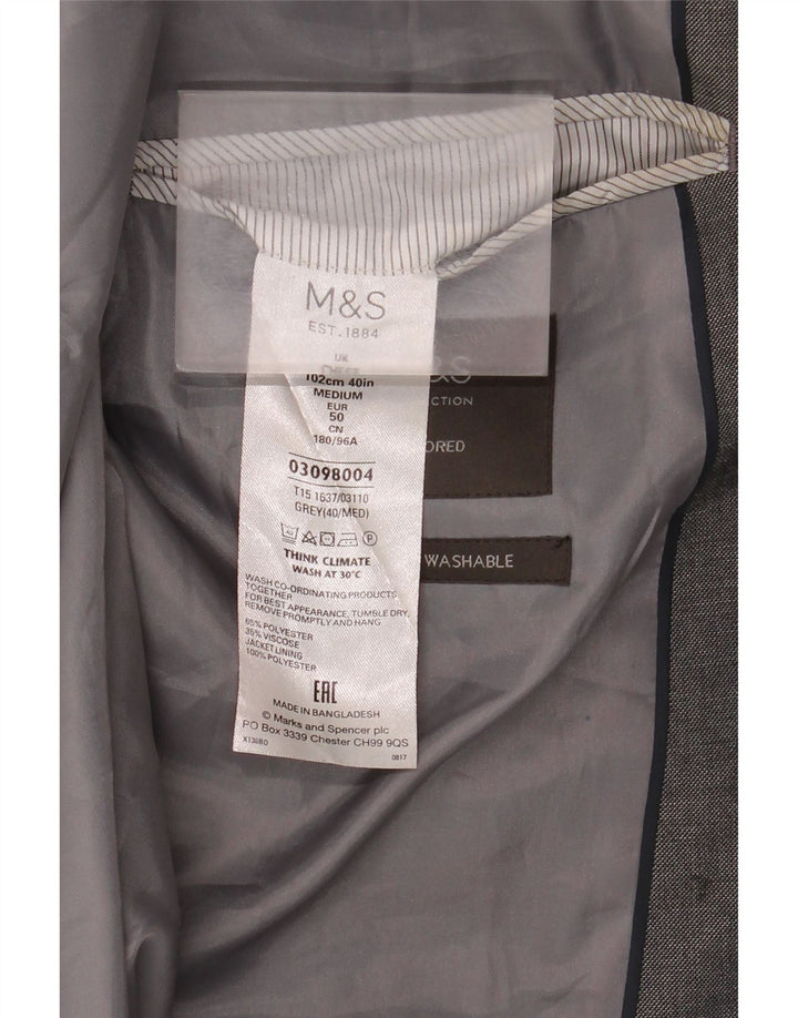 Marks & Spencer Maßgeschneiderte 2-Knopf-Blazerjacke für Herren, UK 40, Mittelgrau