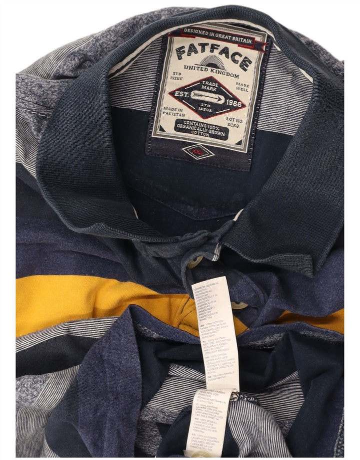 FAT FACE Herren Poloshirt 2XL Marineblau gestreift aus Baumwolle