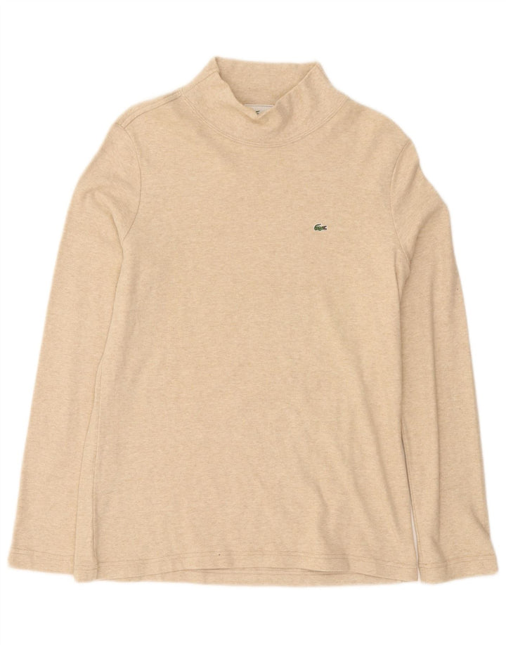 Lacoste Damen Top Langarm Größe 46 XL Beige Baumwolle