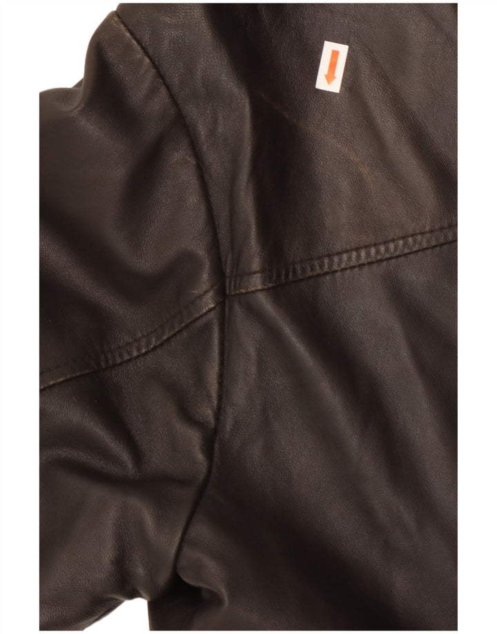 Geox Herren Bomber Lederjacke UK 42 XL Schwarzes Leder