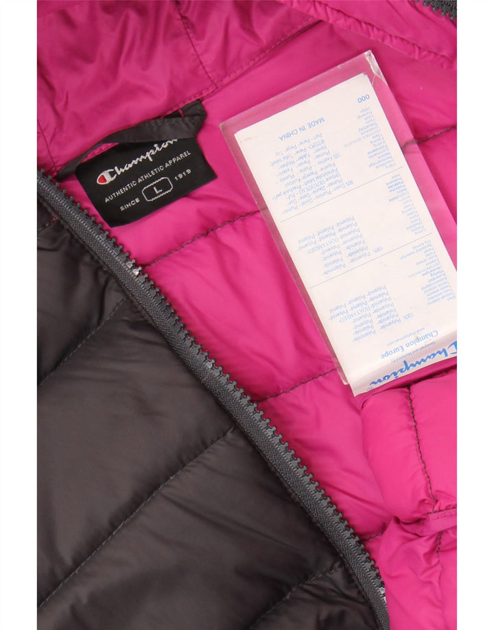 CHAMPION Wattierte Mädchenjacke mit Kapuze, 13–14 Jahre, Größe L, Schwarz, Polyamid