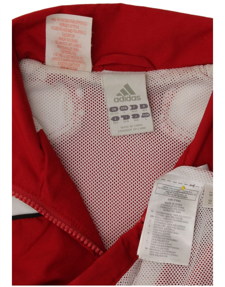 Adidas Jungen-Trainingsanzug-Top-Jacke, 13–14 Jahre, rotes Farbblock-Polyester