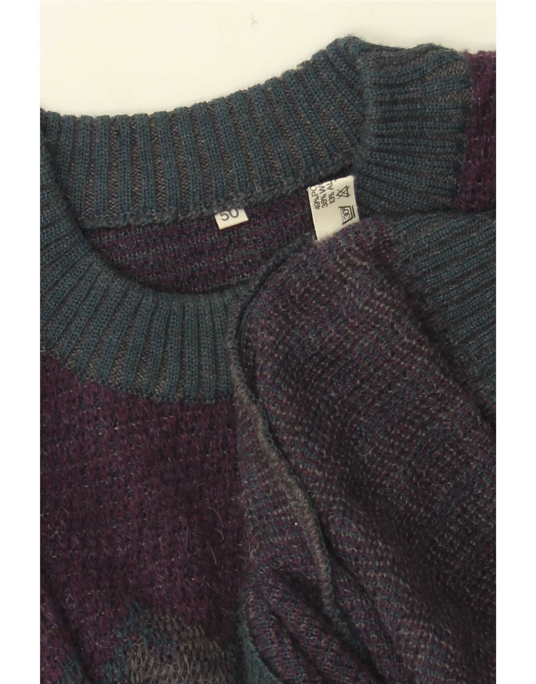 Vintage Herren Pullover mit Rundhalsausschnitt IT 50 Medium Purple Geometrisch