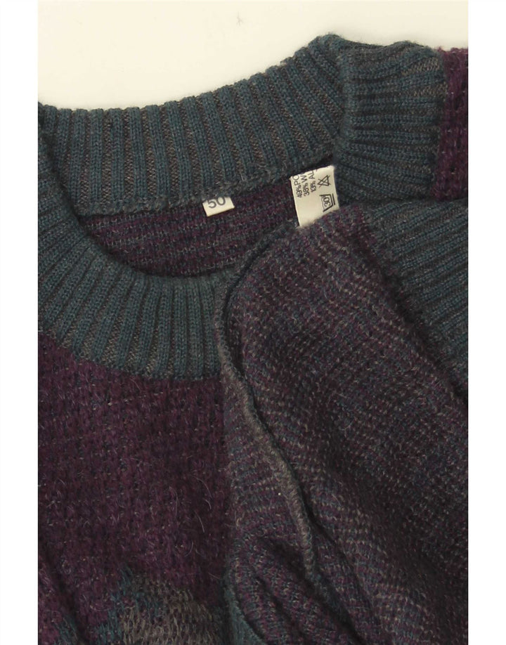 Vintage Herren Pullover mit Rundhalsausschnitt IT 50 Medium Purple Geometrisch