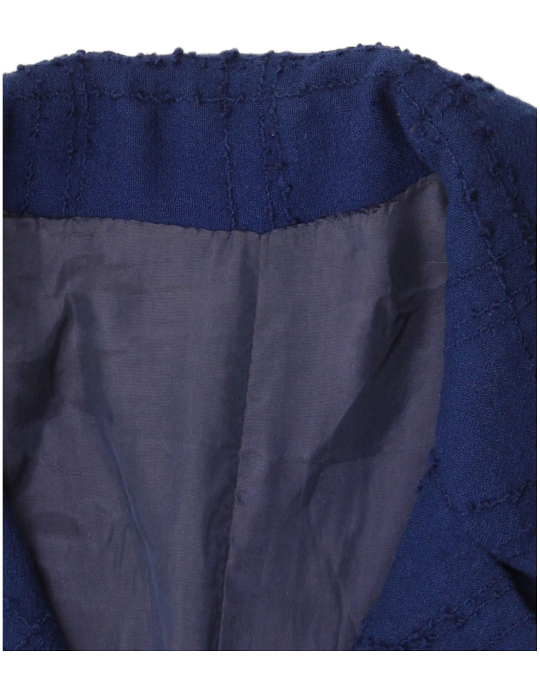 Vintage Damen Mantel UK 10 Small Navy Blue Check