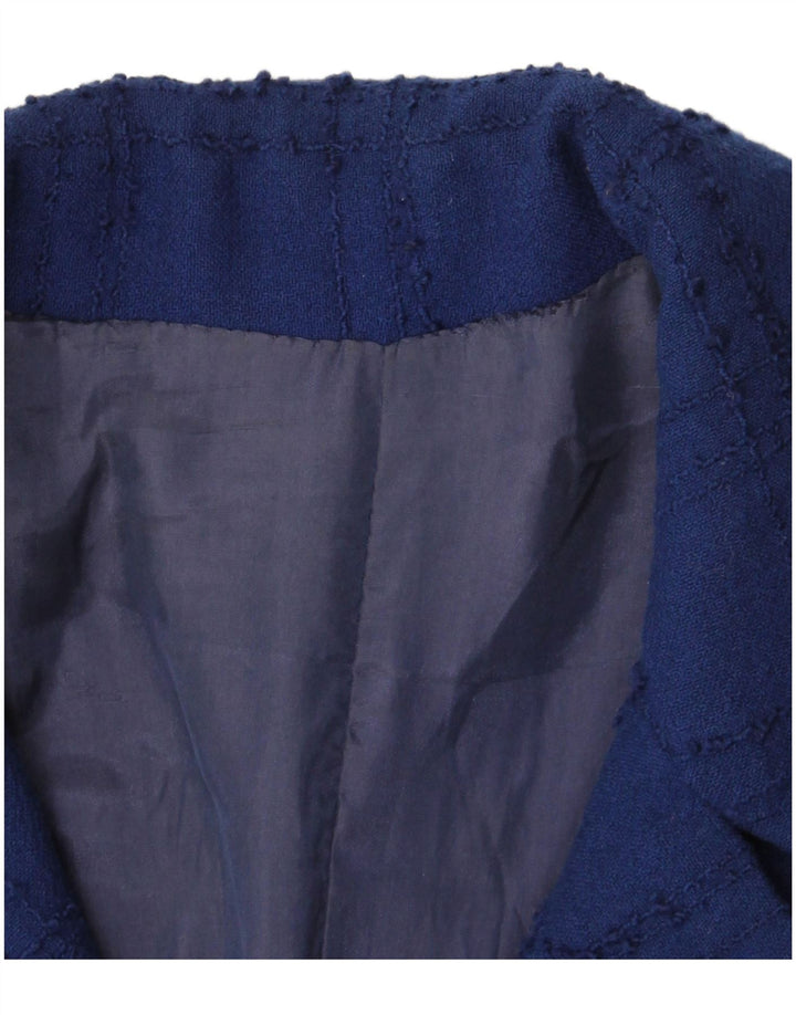 Vintage Damen Mantel UK 10 Small Navy Blue Check
