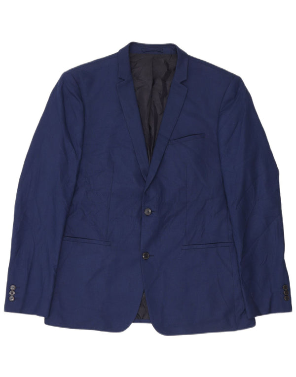 Zara Herren-Blazer mit 2 Knöpfen, schmale Passform, EU 54, XL, Marineblau