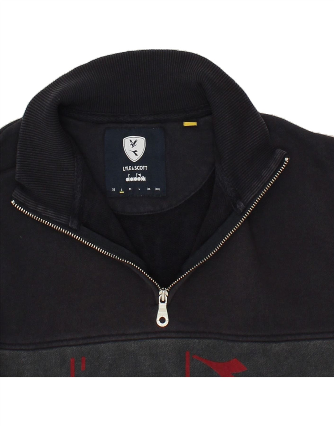 DIADORA Herren-Sweatshirt mit grafischem Reißverschluss und Rundhalsausschnitt, Größe S, Rot, Farbblock