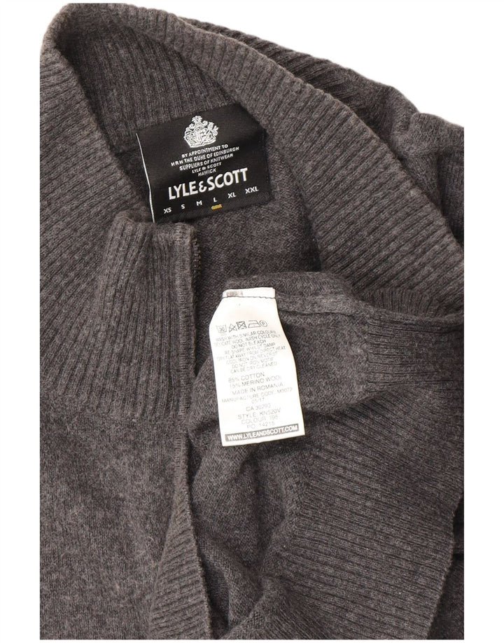 Lyle & Scott Herren-Pullover mit Reißverschluss am Hals, große Baumwolle, Grau