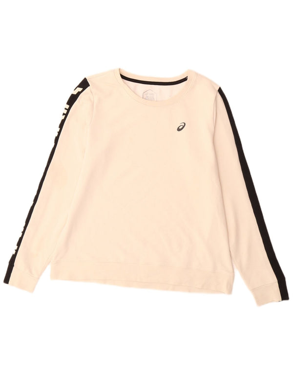 Asics Damen Grafik-Sweatshirt-Pullover UK 14 Mittelbeige Farbblock