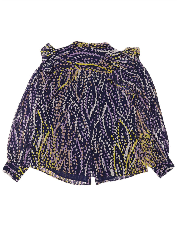 Dkny Damen-Hemdbluse mit Rüschen vorne, Größe 46, Marineblau, gepunktet
