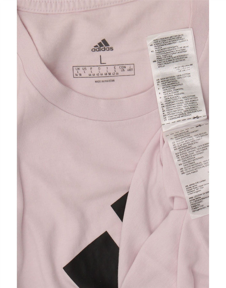 ADIDAS Damen Grafik T-Shirt Top UK 16/18 Large Rosa Baumwolle