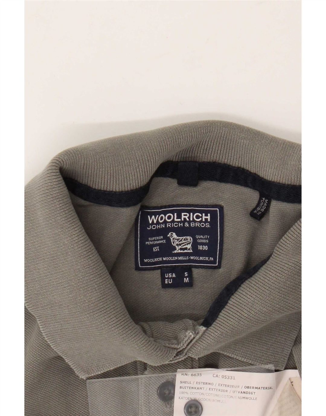 Woolrich Herren-Poloshirt, kleine graue Baumwolle