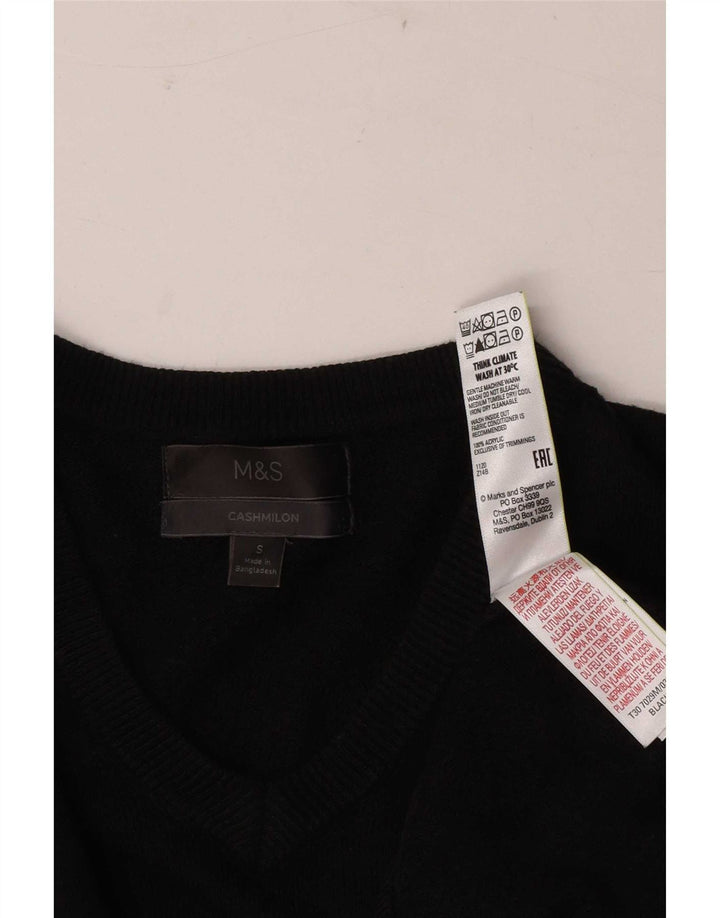 Marks & Spencer Herren-Pullover mit V-Ausschnitt, Größe S, Schwarz, Acryl