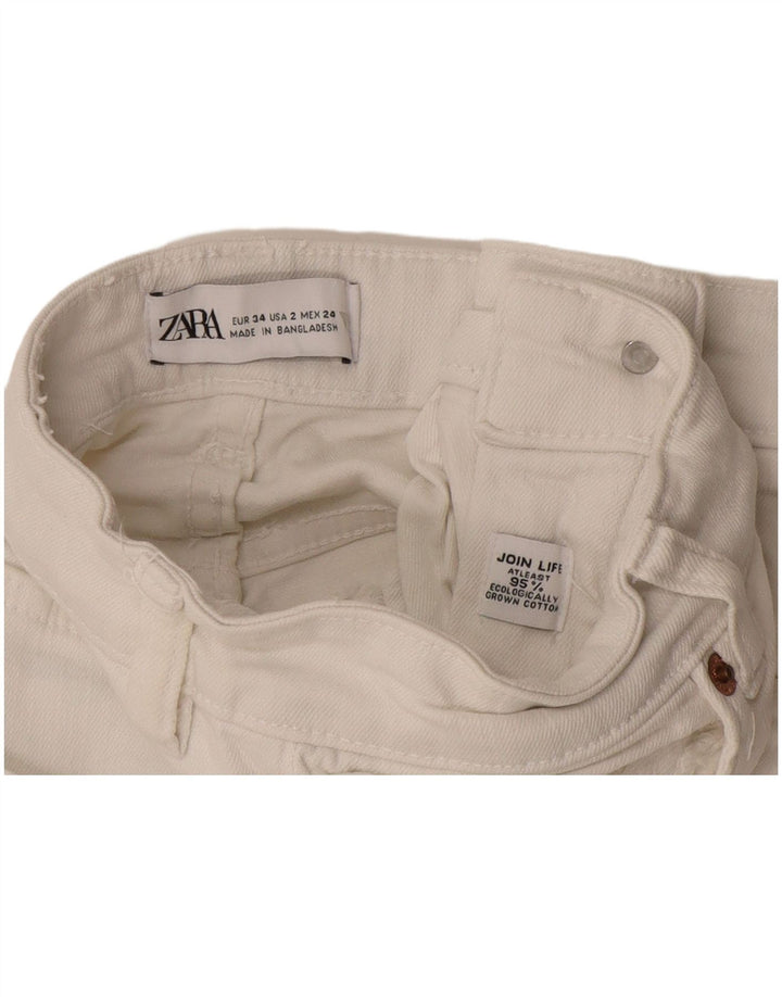 Zara Damen Bootcut Jeans EU 34 2XS W24 L26 Weiße Baumwolle