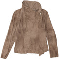 ZARA Damen Crop Bomberjacke UK 14 Large Braunes Batik-Polyester