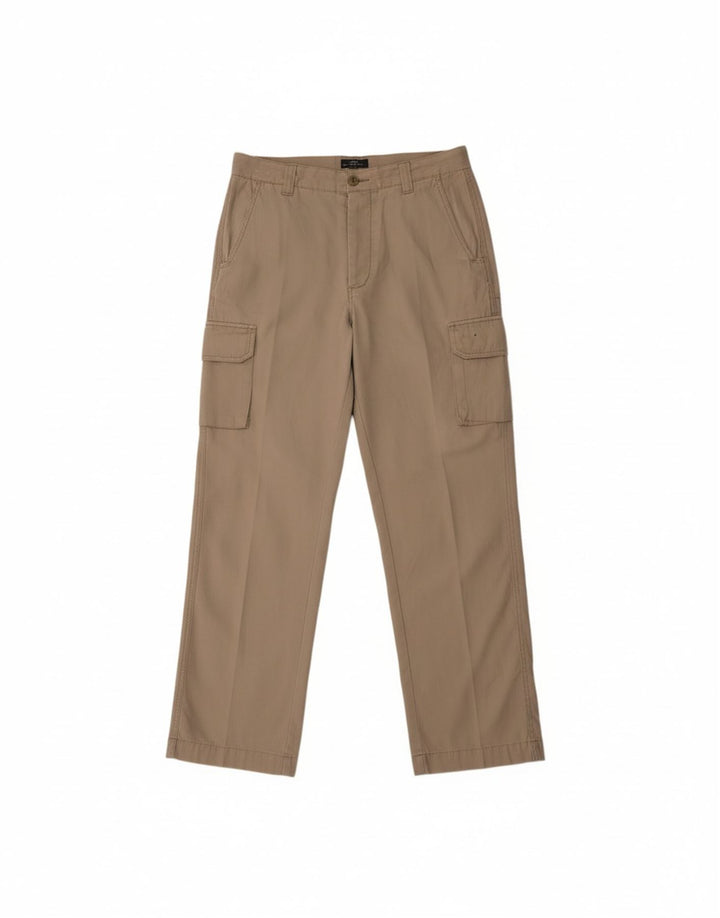 VINTAGE Mens Straight Cargo Trousers Medium W32 L32 Beige Cotton