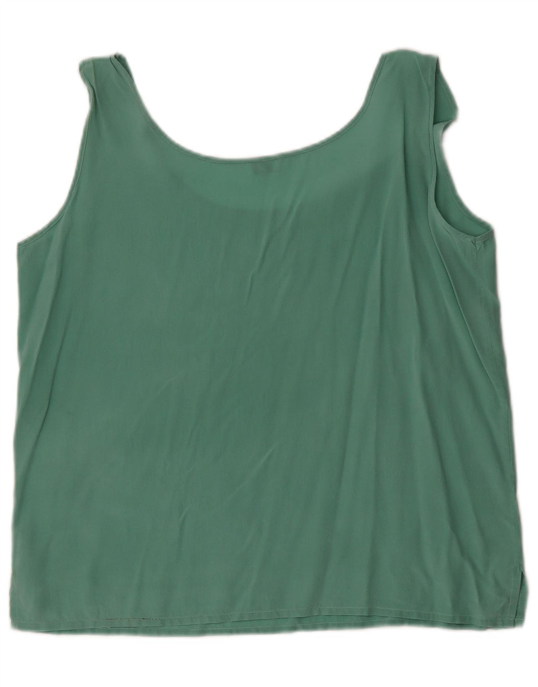 Vintage Damen Ärmelloses Blusentop IT 44 Mittelgrüne Seide