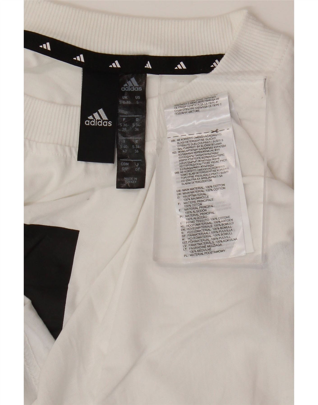 ADIDAS Damen Crop Oversize Graphic T-Shirt Top UK 10 Small Weiße Baumwolle
