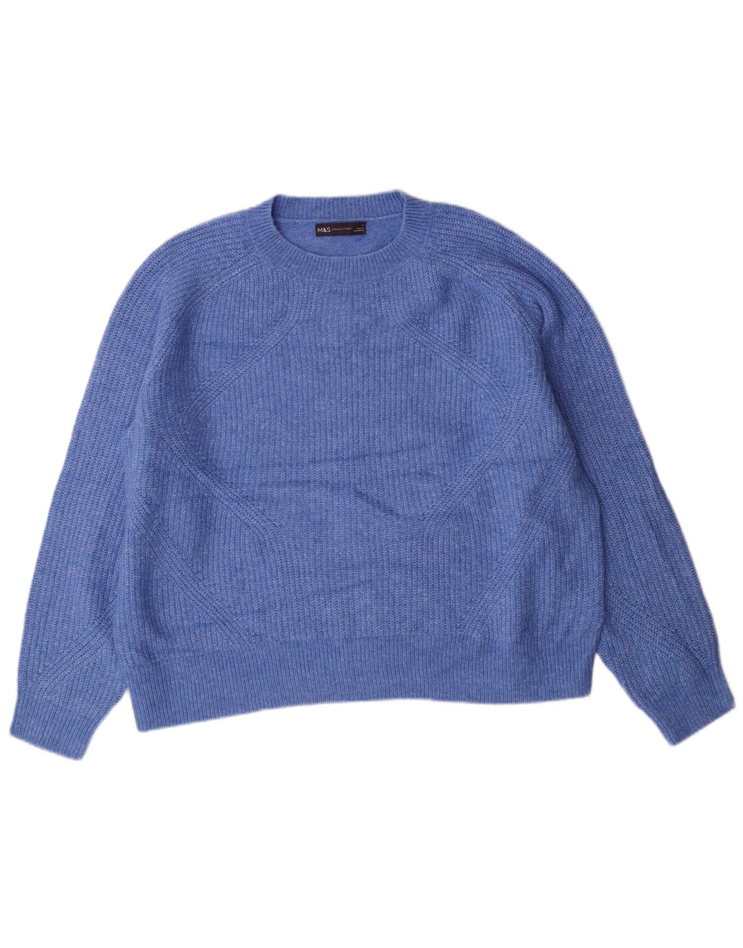 MARKS & SPENCER Damen-Pullover mit Rundhalsausschnitt, Gr. 16, Größe L, blau, Acryl