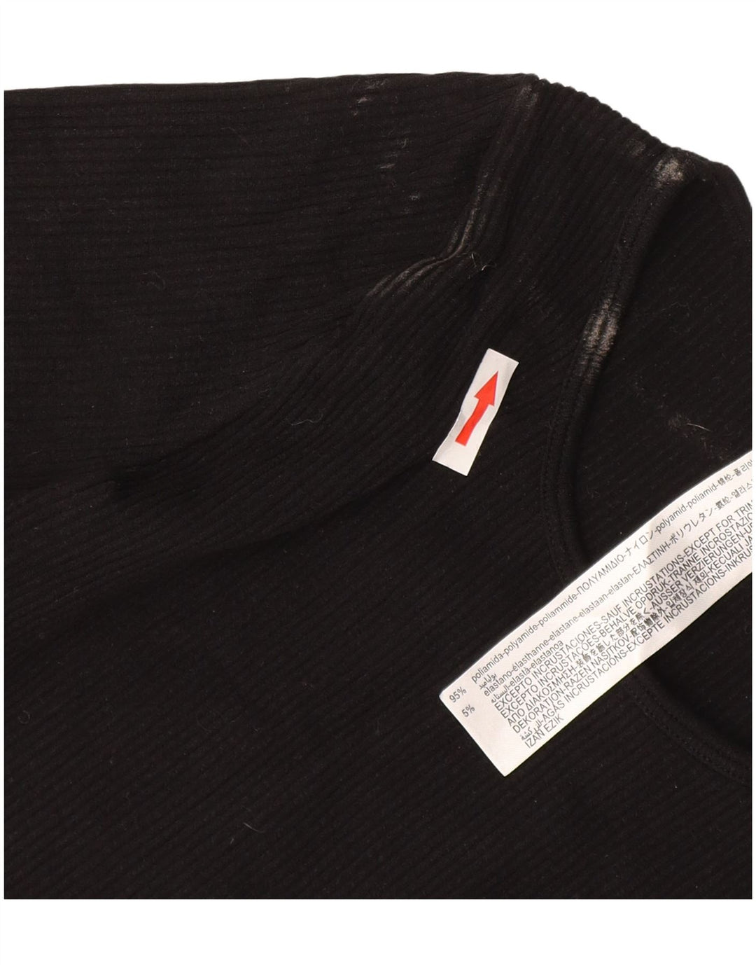 Zara Damen Crop Top Langarm UK 4 XS Schwarz Polyamid