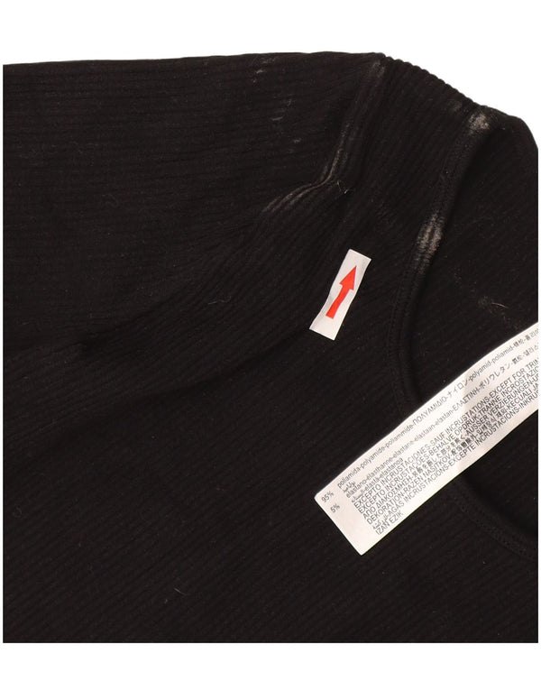 Zara Womens Crop Top Long Sleeve UK 4 XS Black Polyamide