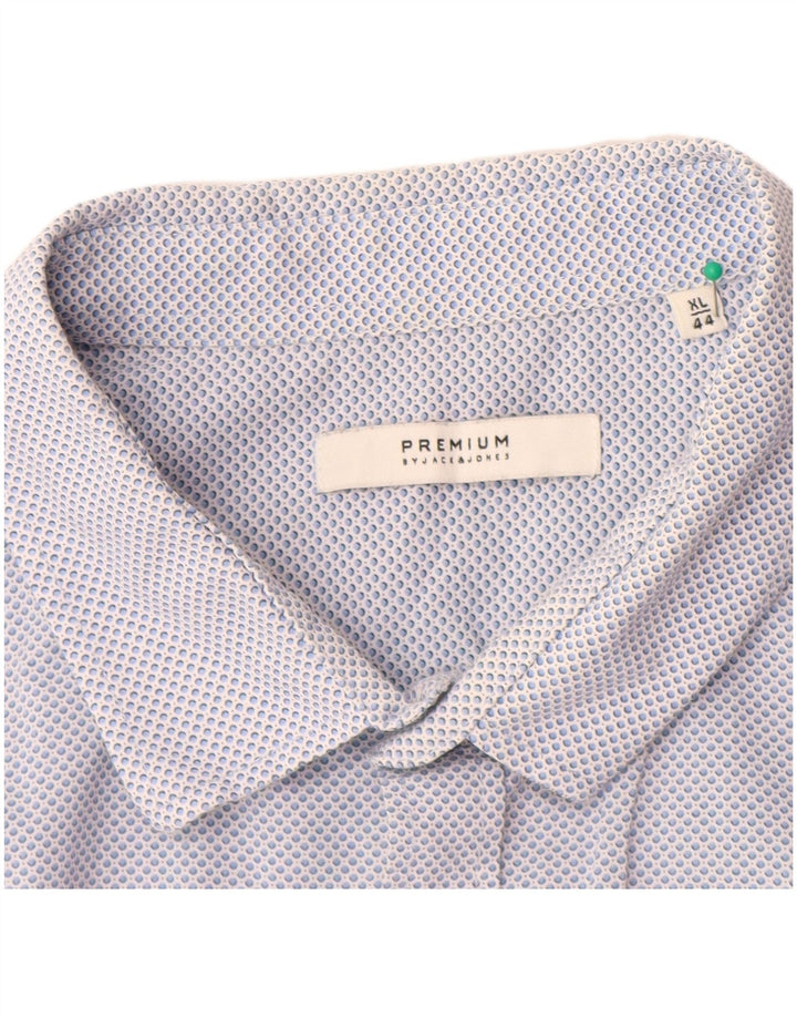 JACK & JONES Herren-Premium-Hemd, Größe 44, XL, blau gepunktete Baumwolle