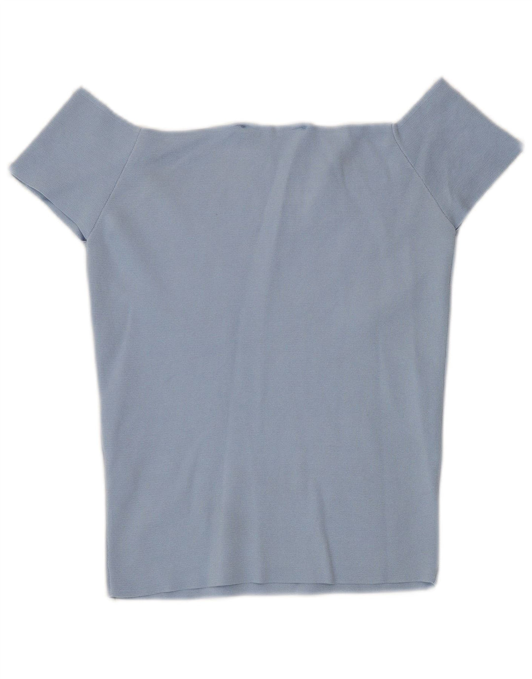 Zara Damen Crop Off Shoulder Top UK 12 Mittelblaues Polyamid